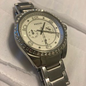 Diamond bezeled Fossil Watch (Stainless Steel)